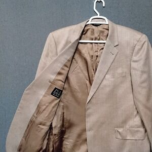 Jos A Bank Signature Collection Silk Camel Hair Blazer Tan Herringbone 46R Mens